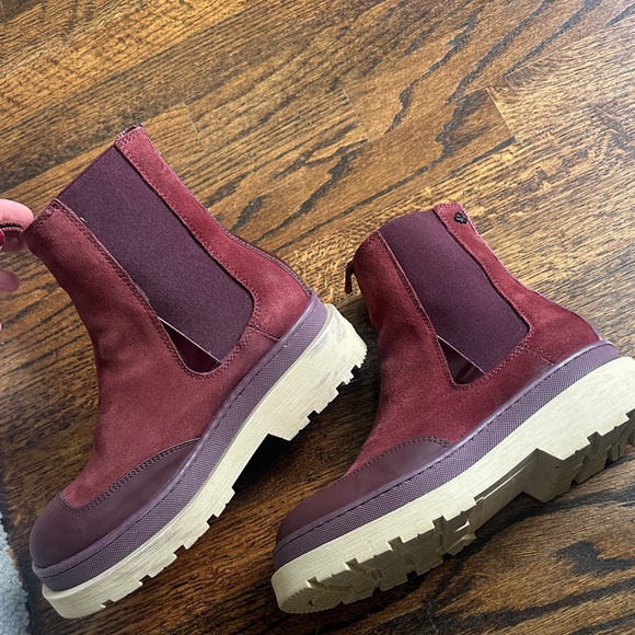 Scotch & Soda Burgundy Ankle  Platform Boots 38 - Picture 2 of 12